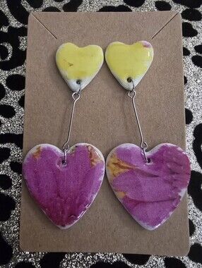 Hand Crafted  Heart Drop Earrings